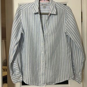 Tommy Bahama Blue & White Striped Button-Down Shirt – Women’s Small